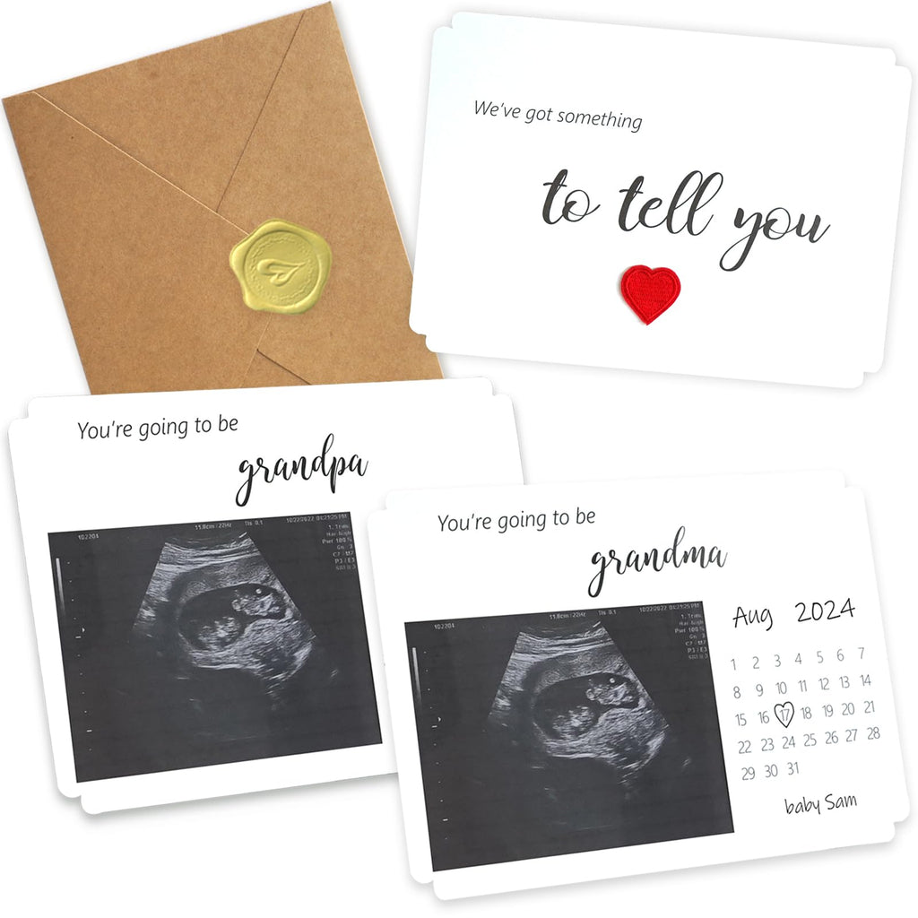 HAMUIERS Pregnancy Announcement for Grandparents Grandparents Baby Announcement Ideas Card Sonogram Picture Pregnancy Announcement First Time Grandparents Gift - Grandma and Grandpa Set of 2