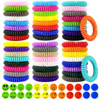 Mosquito Repellent Bracelets 50 Pack Individually Wrapped Mosquito Repellent Bands with 60 Pcs Mosquito Repellent Stickers DEET-Free Mosquito Wristbands Patches for Adults and Kids Indoor Outdoor