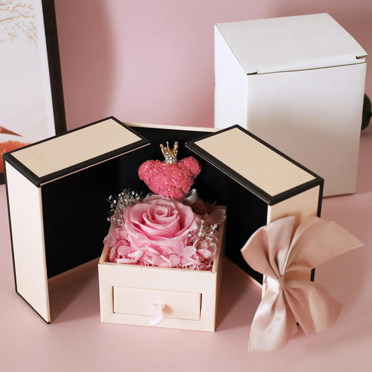 Preserved Fresh Rose Jewelry Gift Box