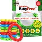 Mosquito Repellent Bracelets (10 Pack) Mosquito Repellent Bracelets for Adults and Kids - Premium DEET-Free Bands - 10 Multicolor Bands - Individually Wrapped