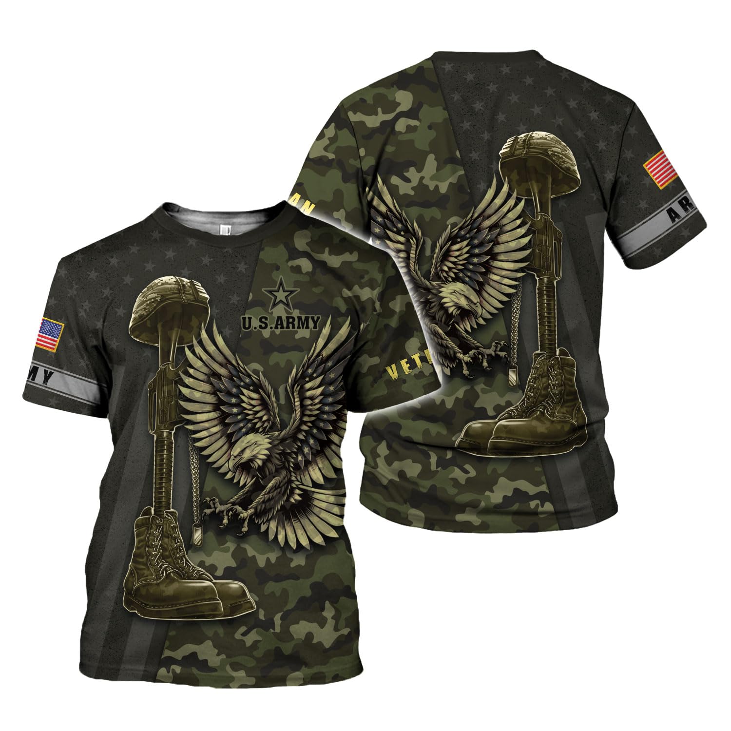 Veteran Army T-Shirt US Military Pride American Flag Vintage Jersey Army Shirts for Men Memorial Day Idea (US Alpha Small Regular Regular Multicolor 5)