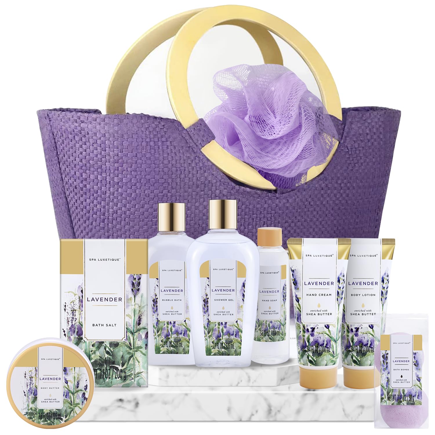 Spa Luxetique Gift Baskets for Women Spa Gifts for Women-10pcs Lavender Gift Sets with Body Lotion Bubble Bath Relaxing Bath Sets for Women Christmas Gifts for Women Mothers Day Gifts for Mom
