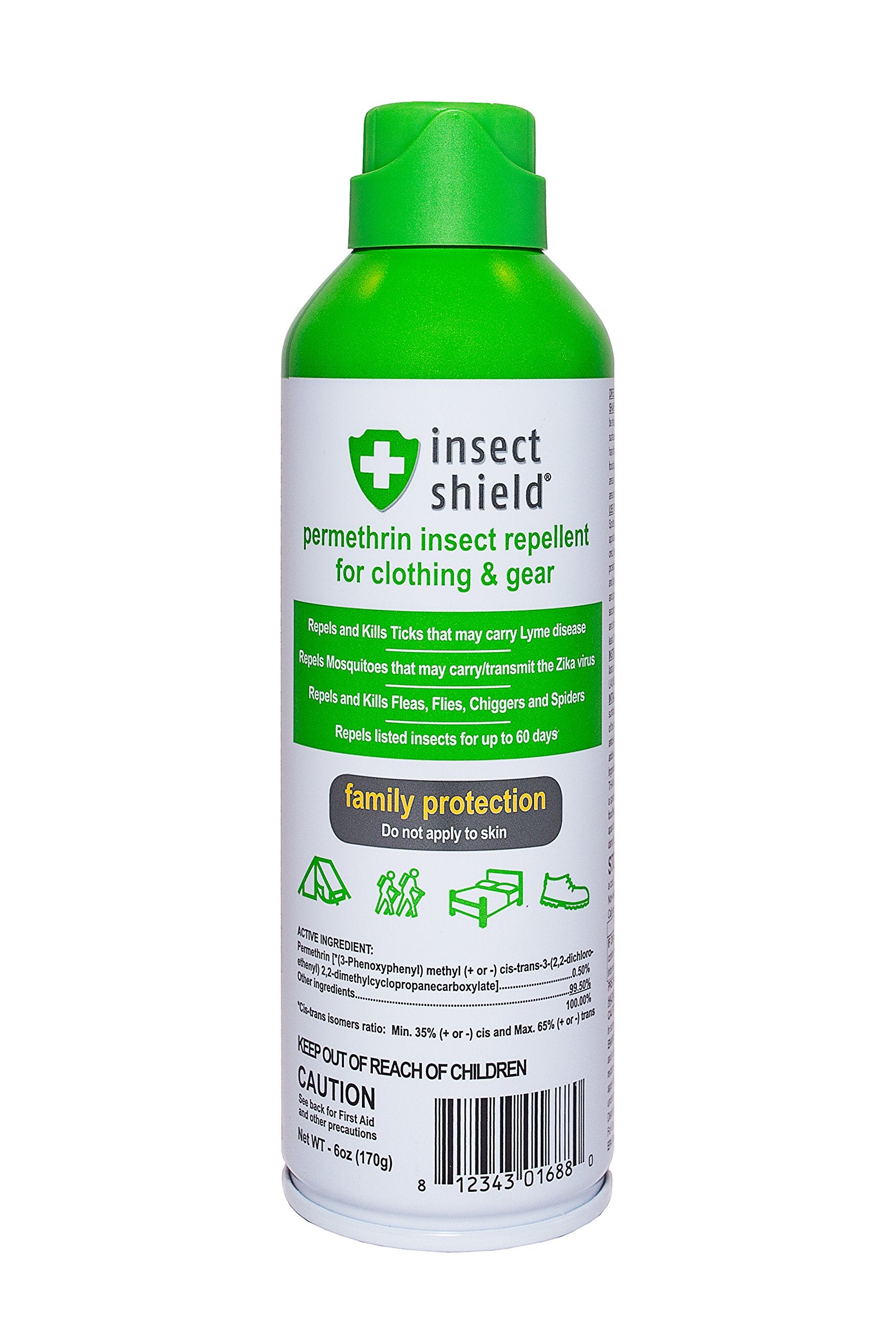 Insect Shield Premium Permethrin Spray Insect Repellent for Ticks Fleas Flies Mosquitoes for Clothing Gear Tents Last up to 60 Days Clear (6 Oz Aerosol)