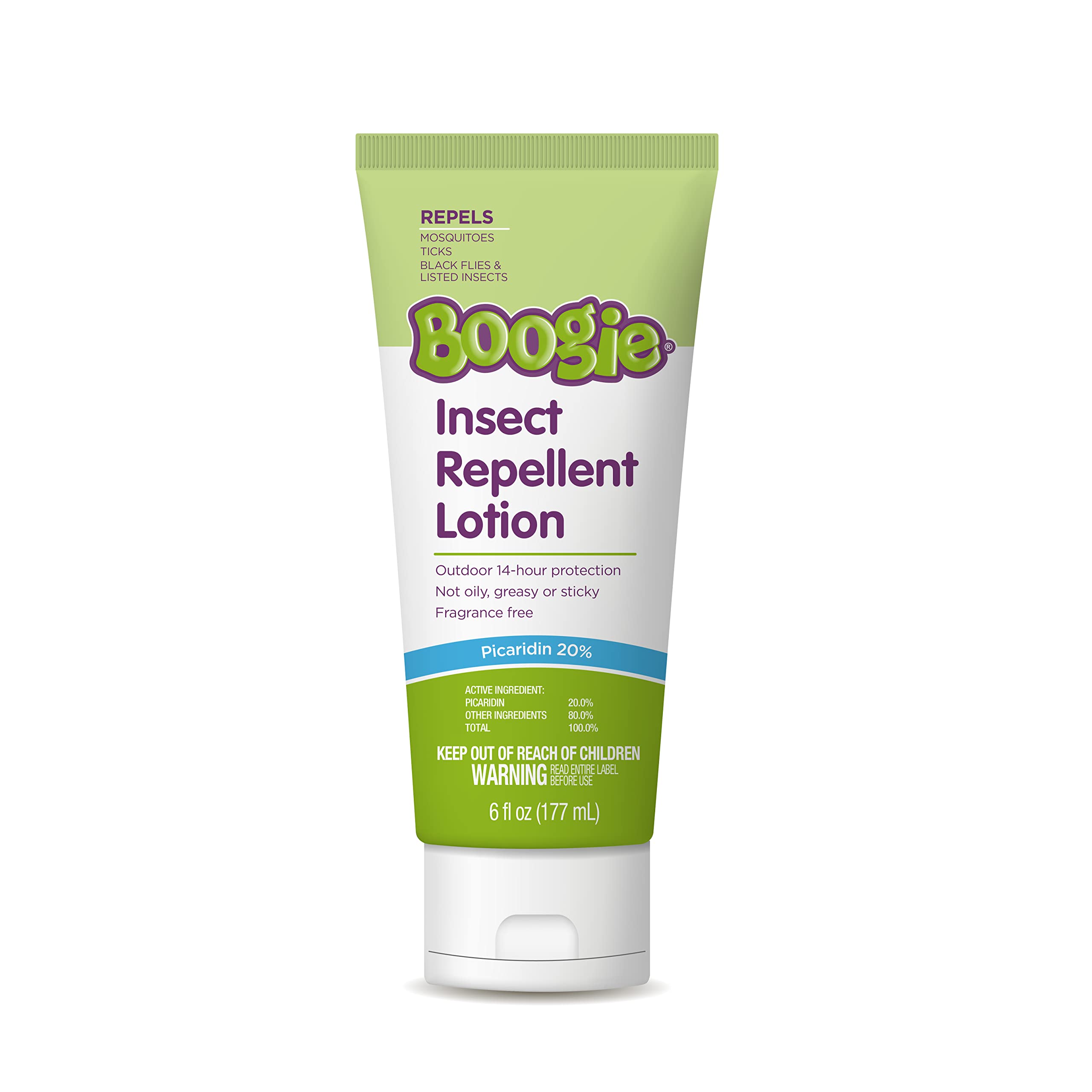 Boogie Insect Repellent Lotion Keep Mosquitoes Ticks and Flies Off DEET Alternative Repellent Up to 14-Hour Protection Fragrance-Free Odorless Lotion 6 Ounce